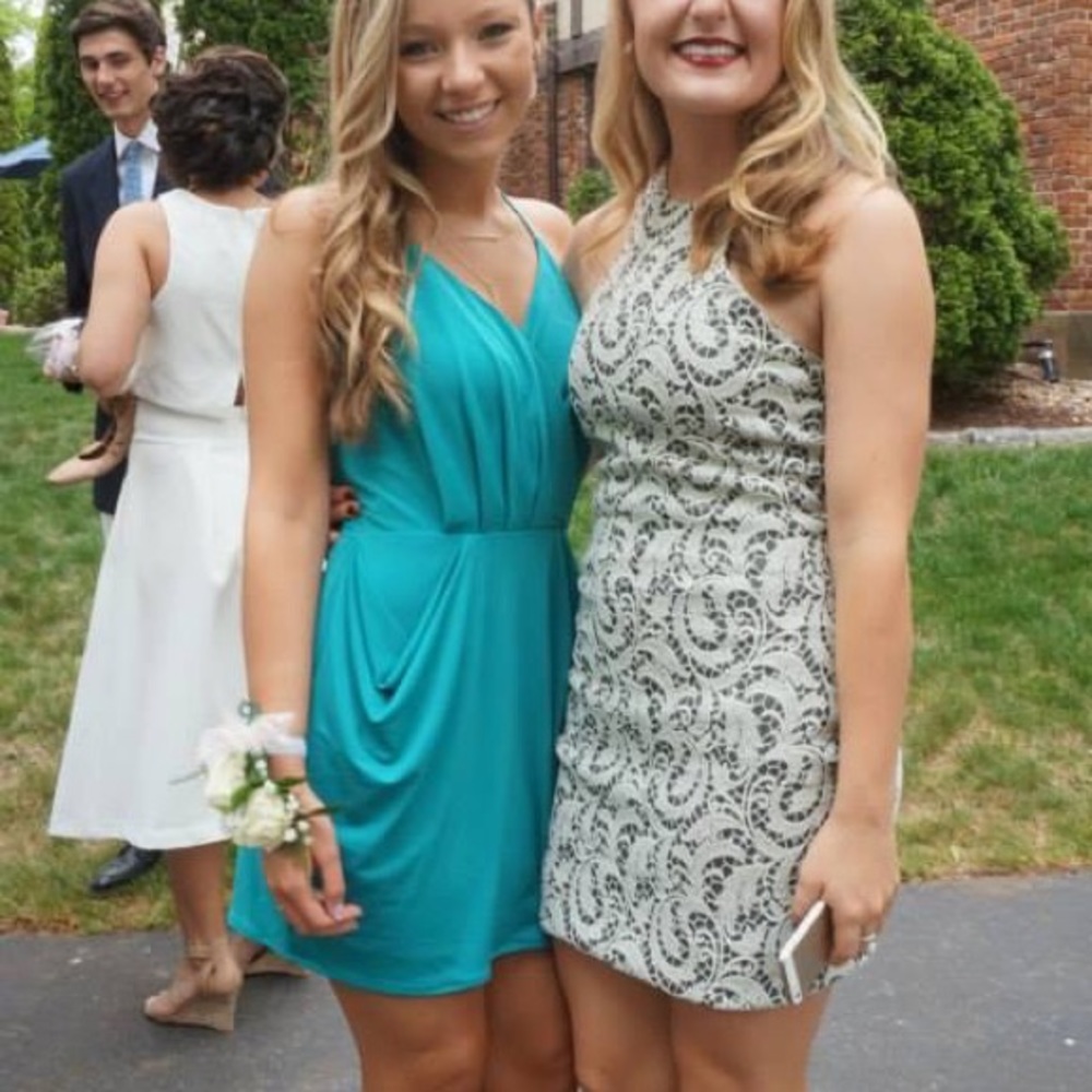 BCBG ruffle teal party dress *worn once!*